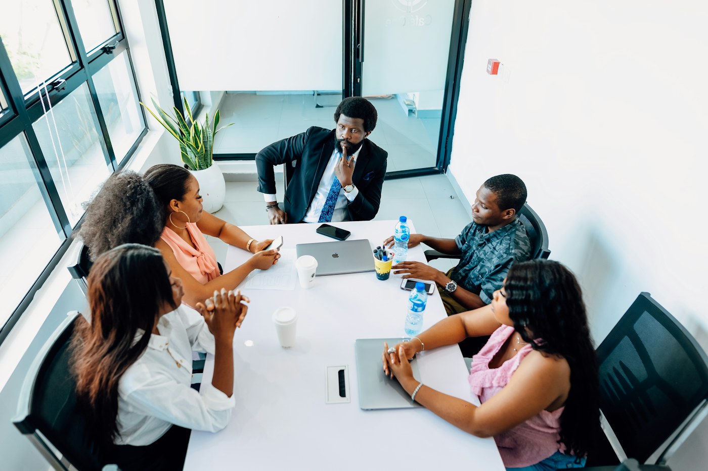 Team meeting around a conference table