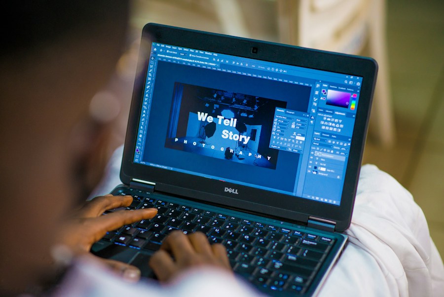 Person working on a laptop