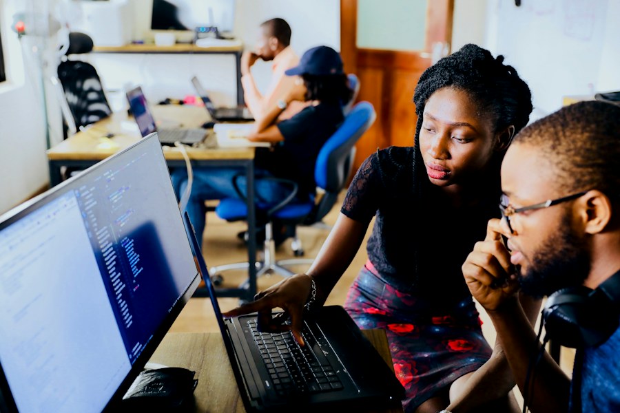 Support team working together at their computers